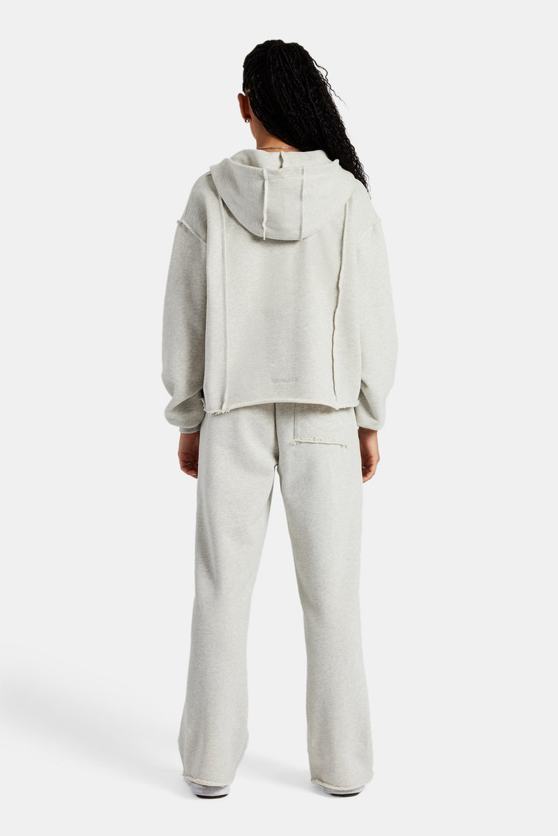 Womens Exposed Seam Zip Through Tracksuit - Grey Marl