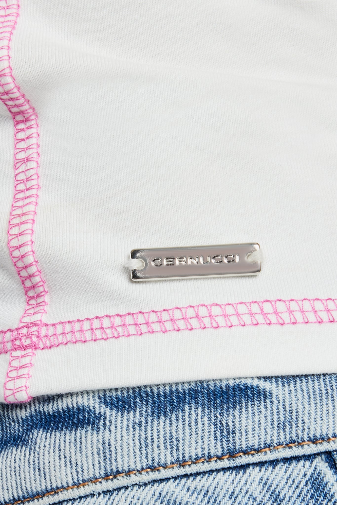 Contrast Stitch Cut Out Top - Off White