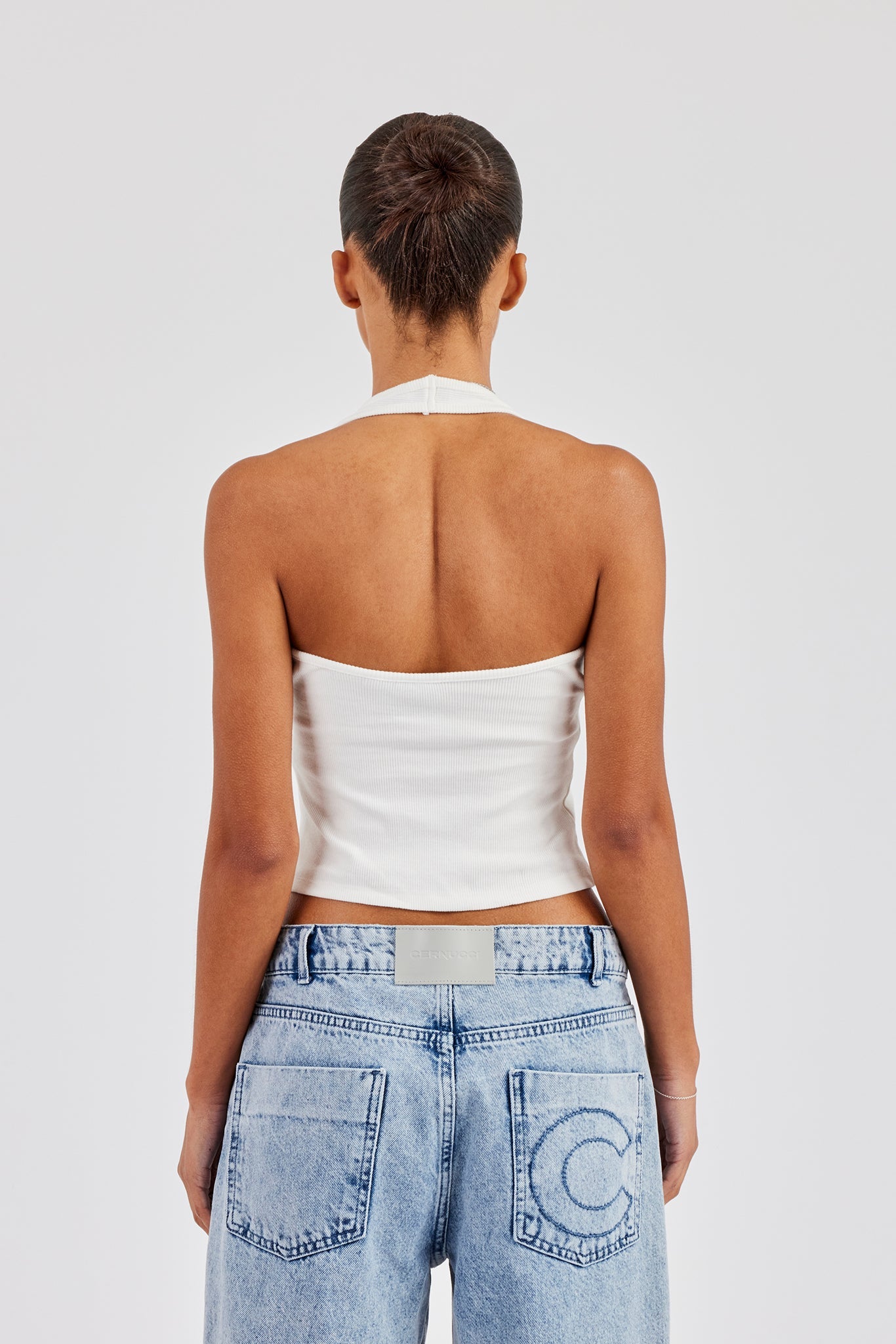 Rib Halterneck Top - Off White