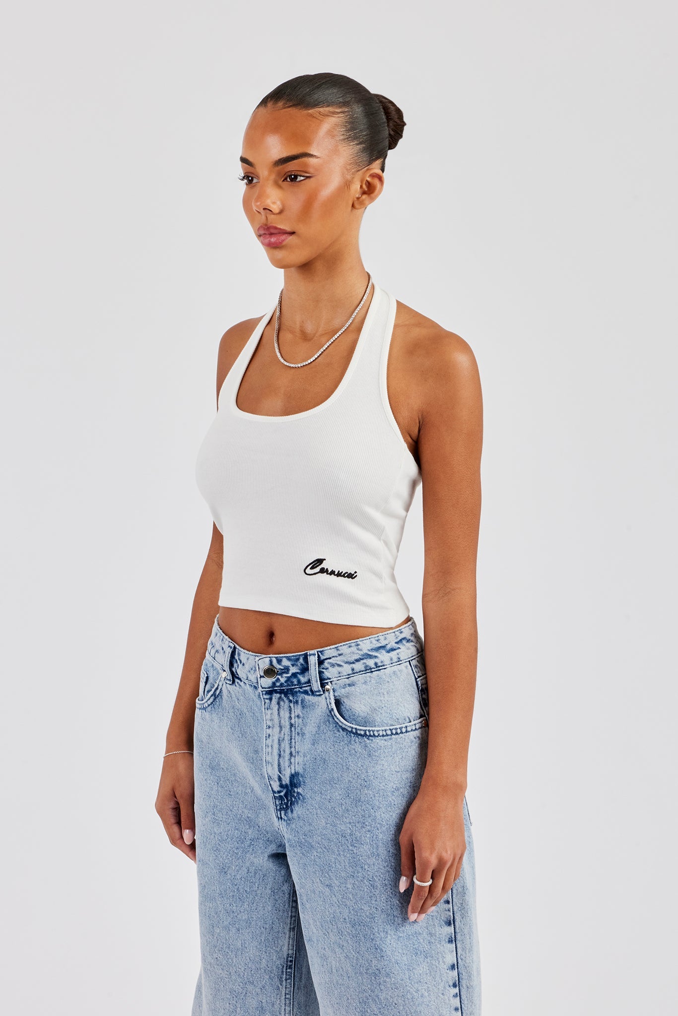 Rib Halterneck Top - Off White