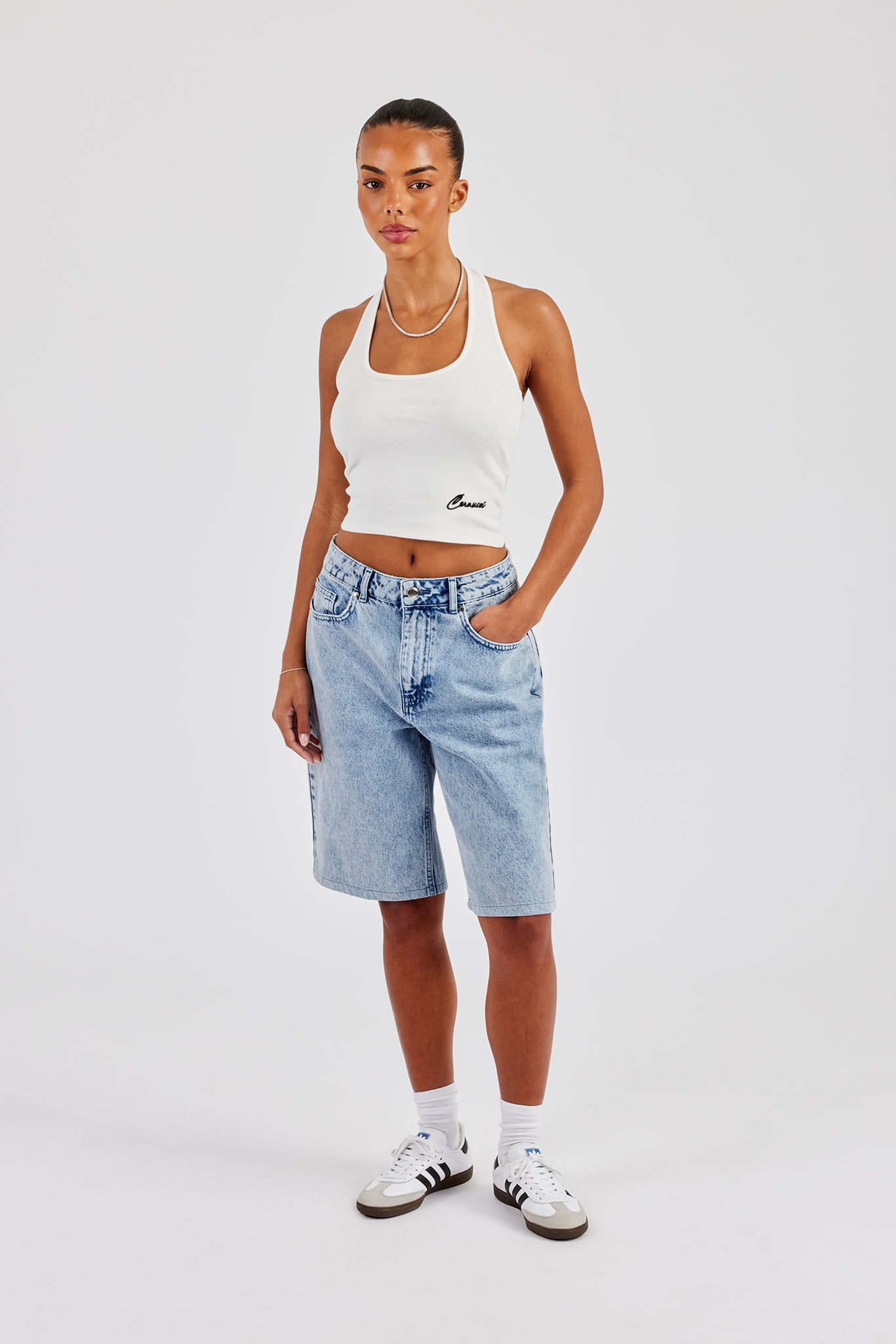 Rib Halterneck Top - Off White