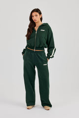 CCC Taping Boxy Zip Through Hoodie & Wide Leg Jogger - Forest Green