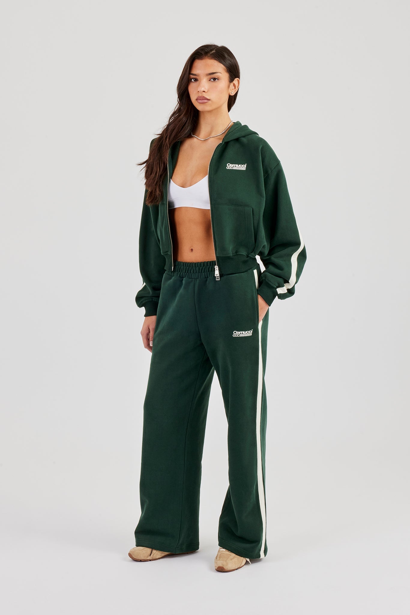 CCC Taping Wide Leg Jogger - Forest Green
