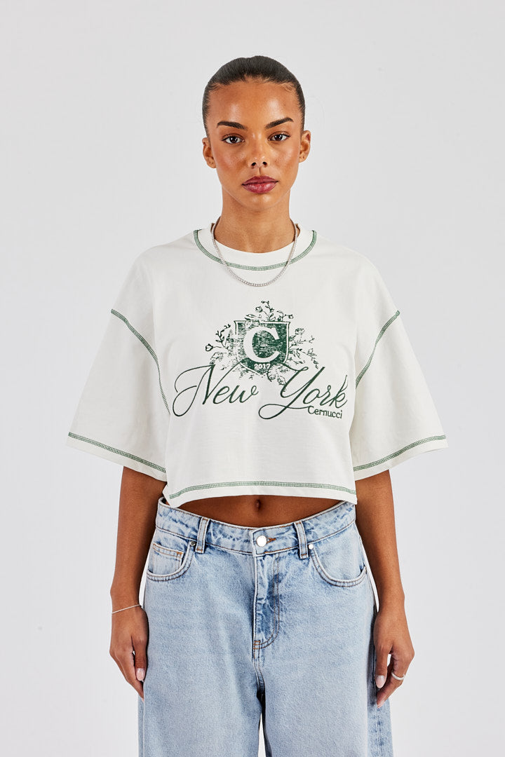 C New York Cropped T-Shirt - Off White