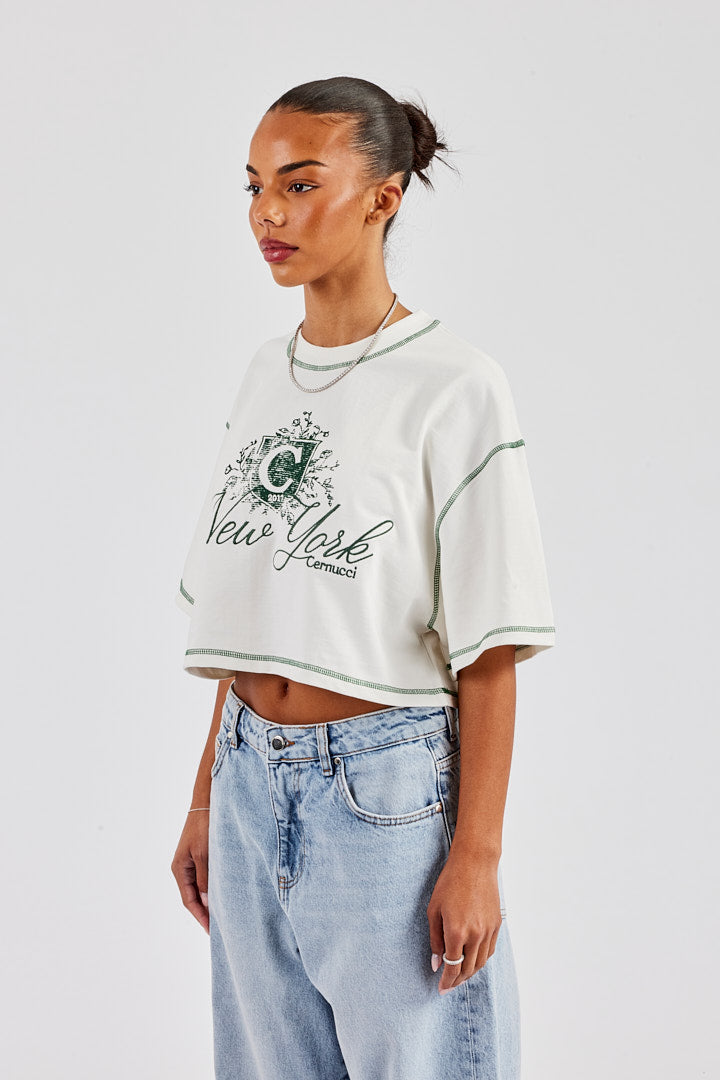 C New York Cropped T-Shirt - Off White