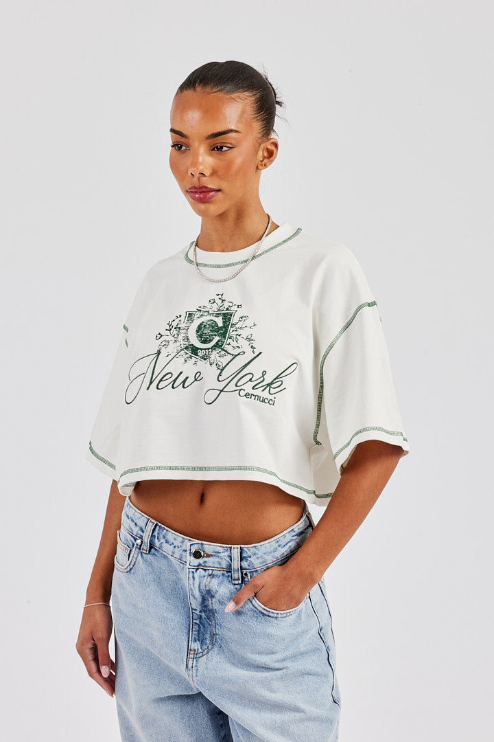 C New York Cropped T-Shirt - Off White
