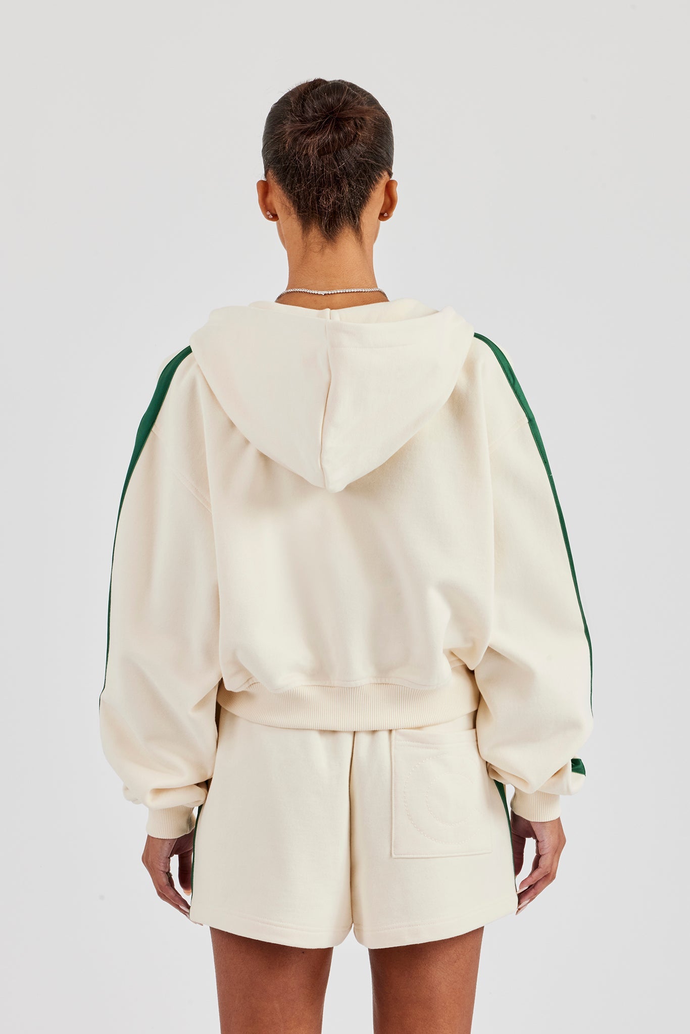 CCC Taping Boxy Zip Through Hoodie & Shorts - Off White