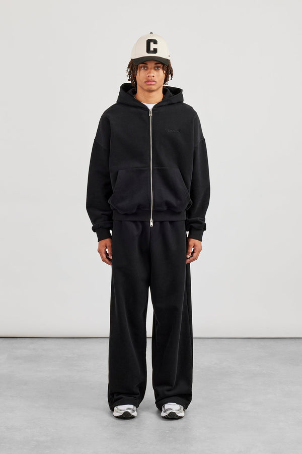 Zip Hoodie & Baggy Fit Jogger - Black