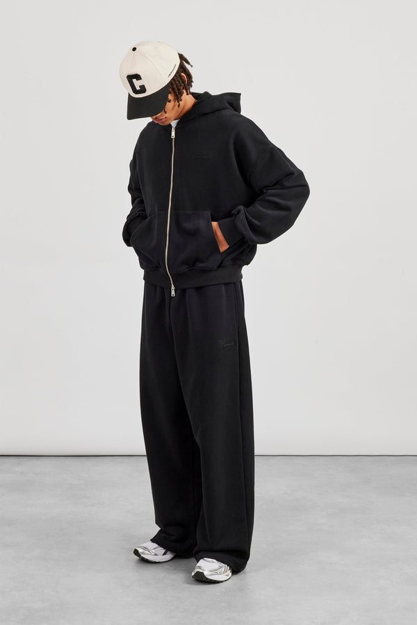 Zip Hoodie & Baggy Fit Jogger - Black
