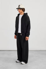 Zip Hoodie & Baggy Fit Jogger - Black