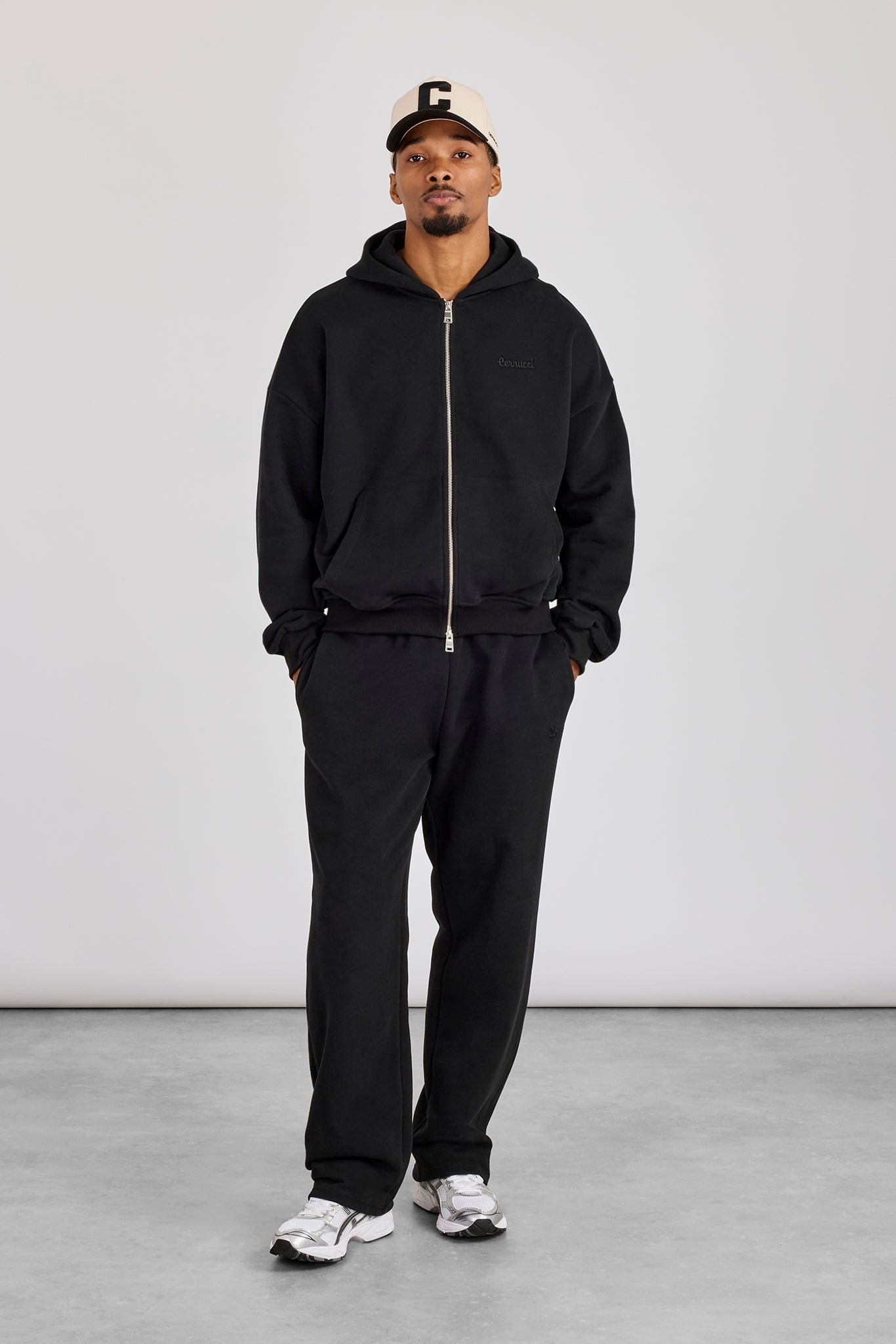 Zip Hoodie & Relaxed Jogger - Black
