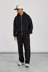 Zip Hoodie & Relaxed Jogger - Black