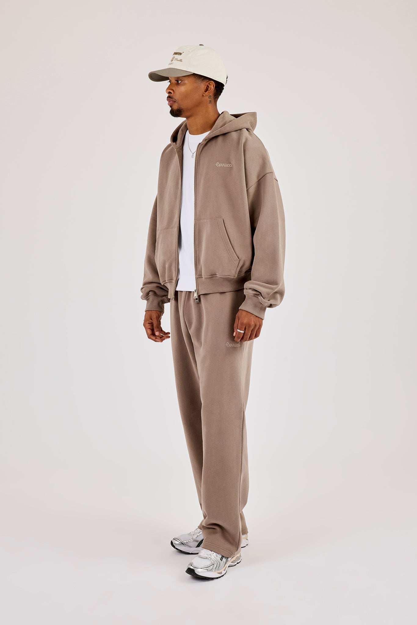Zip Through Boxy Hoodie & Jogger - Falcon Stone