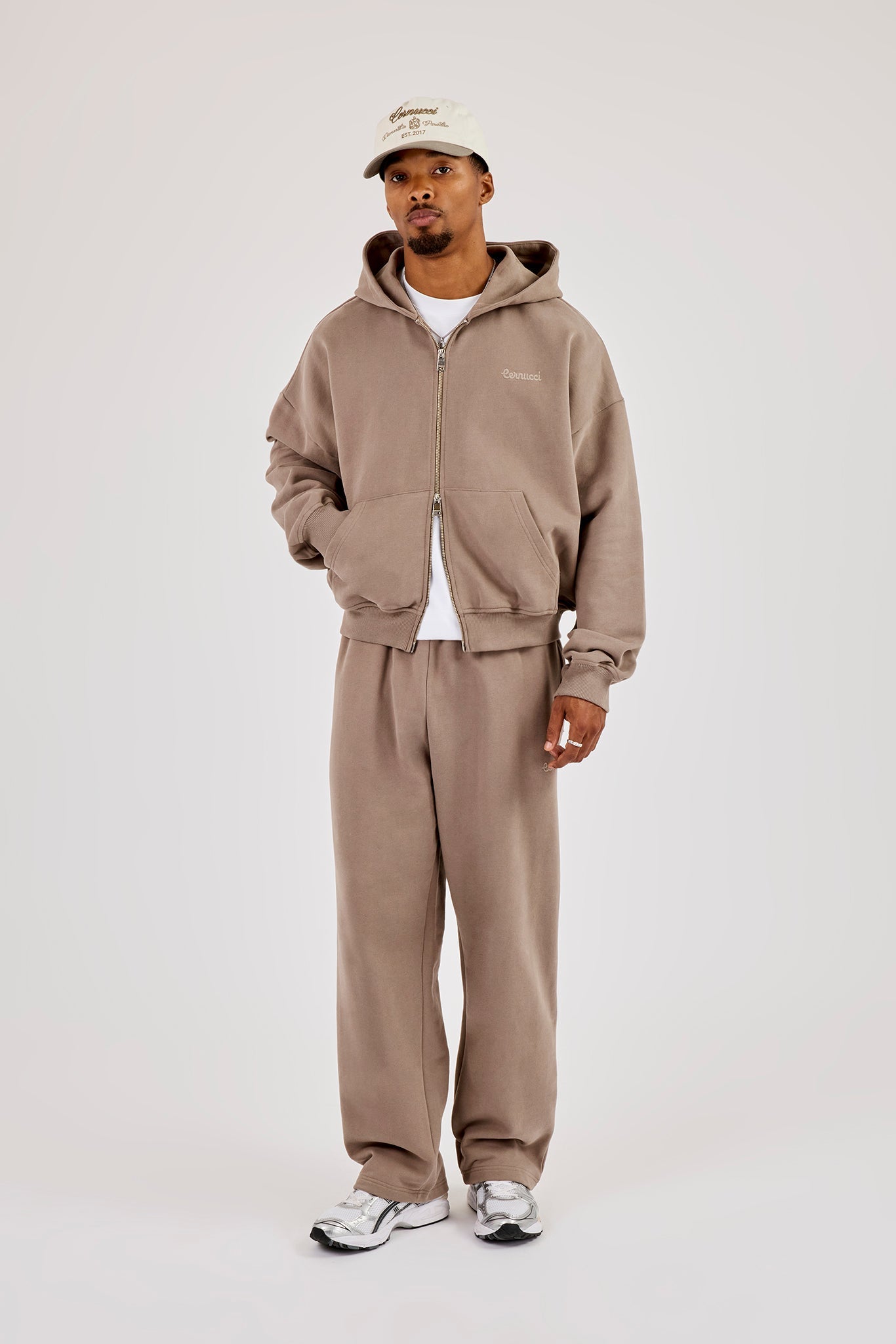 Zip Through Boxy Hoodie & Jogger - Falcon Stone