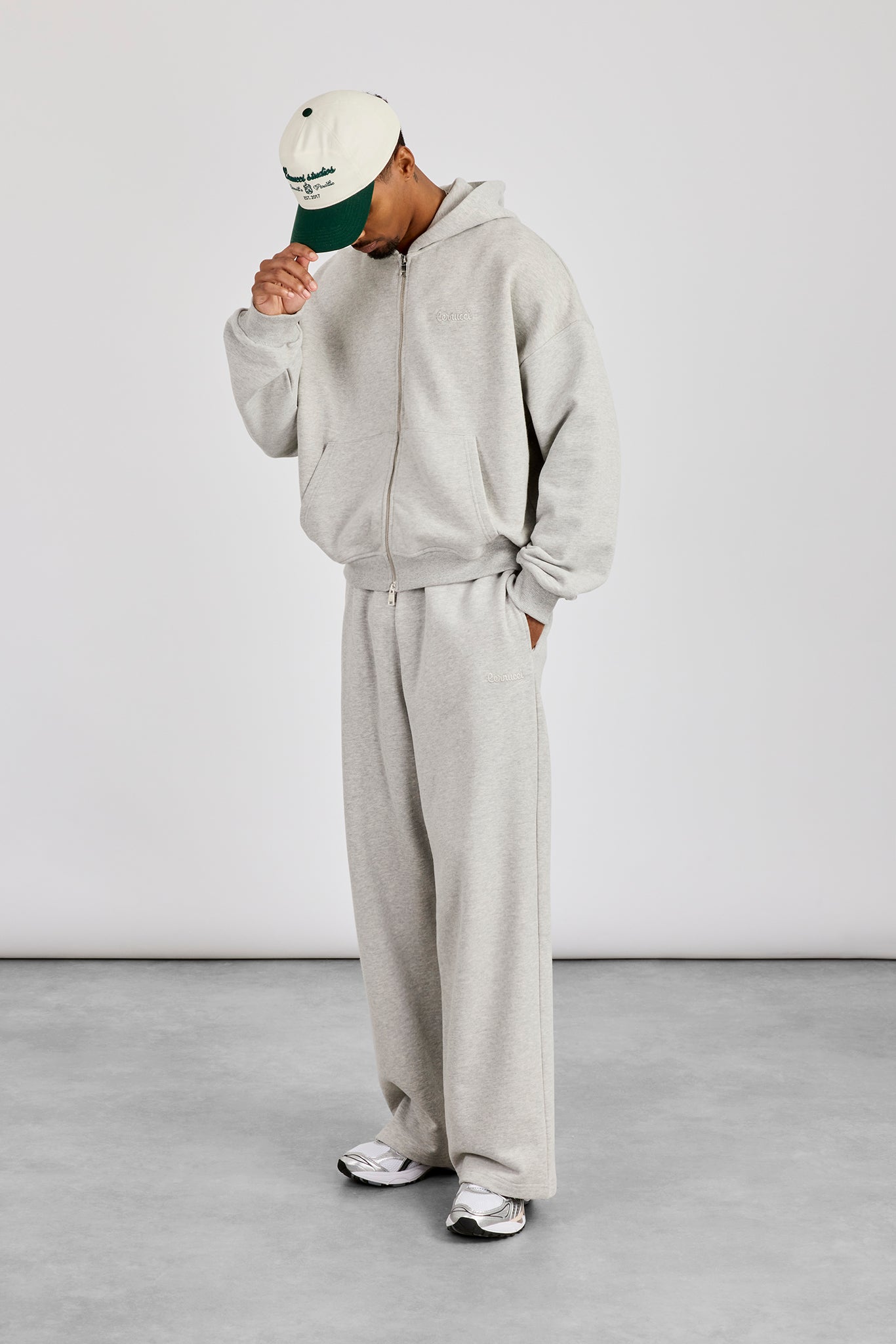 Zip Hoodie & Baggy Fit Jogger - Grey Marl