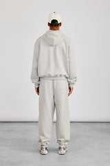 Zip Through Boxy Hoodie & Baggy Fit Jogger - Grey Marl