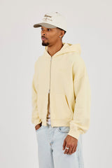 Zip Through Boxy Hoodie - Lemon