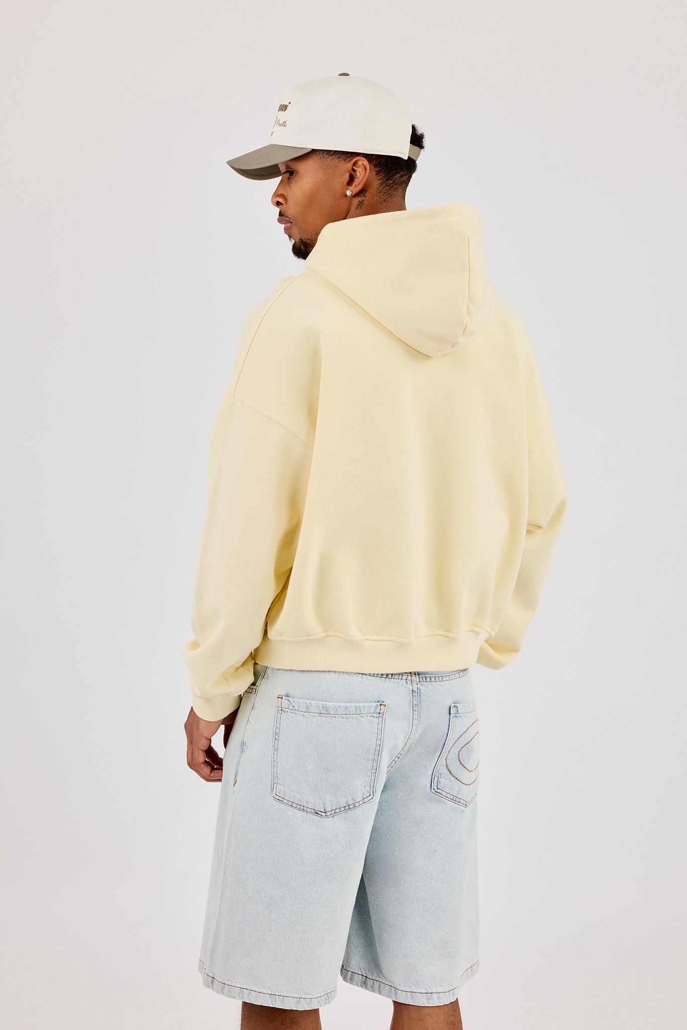 Zip Through Boxy Hoodie - Lemon