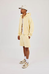 Zip Through Boxy Hoodie & Relaxed Jersey Short - Lemon