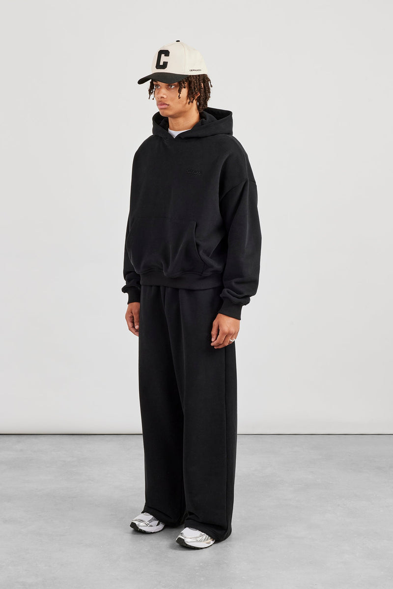 Boxy Hoodie & Baggy Fit Jogger - Black
