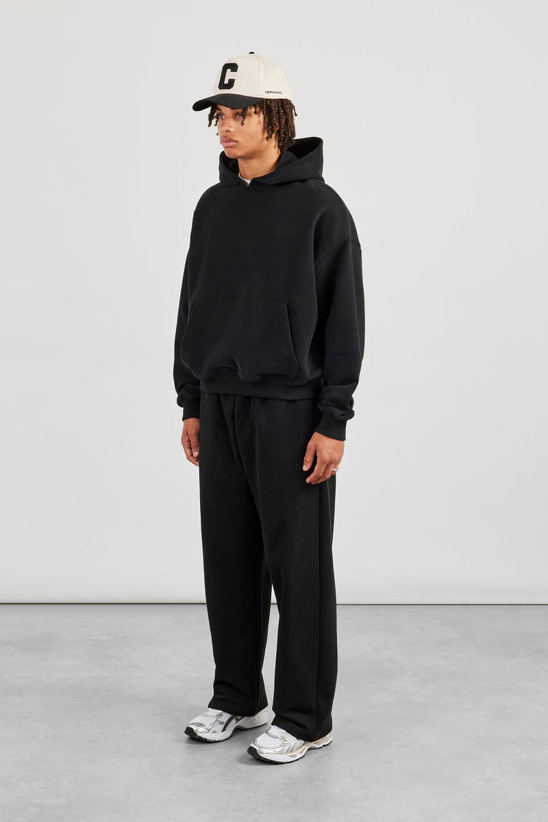 Boxy Hoodie & Relaxed Jogger - Black