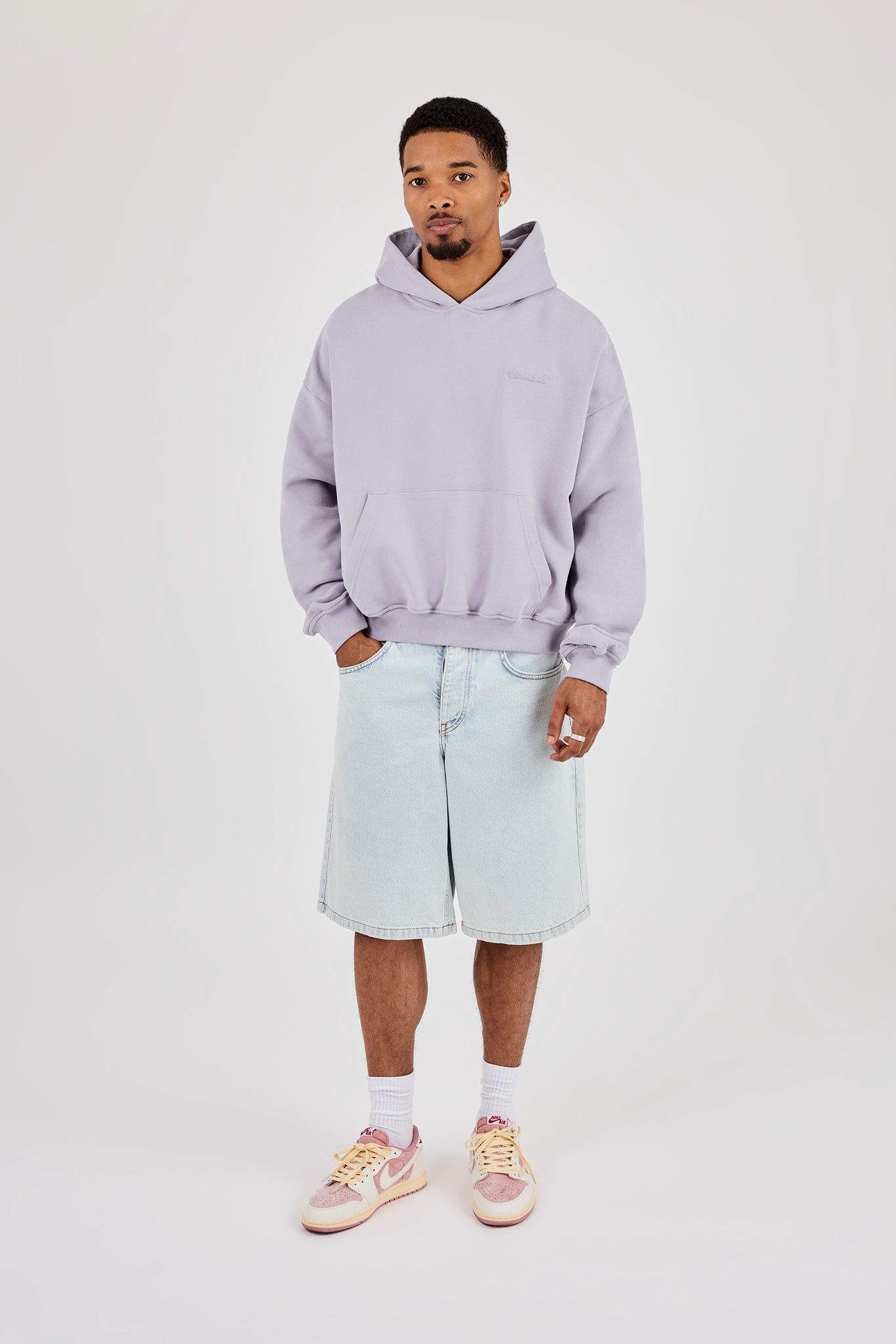 Mens Boxy Hoodie - Dusty Purple