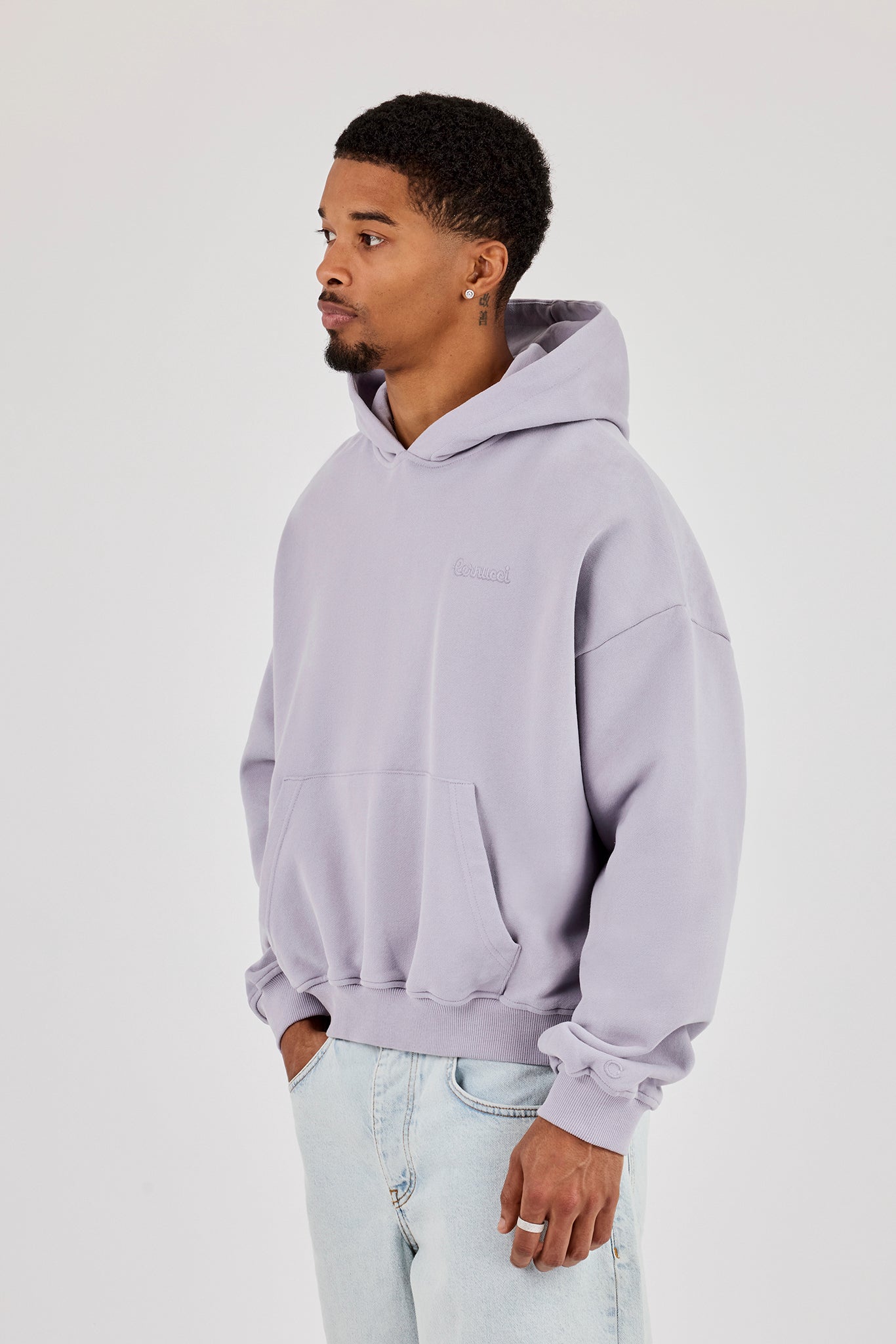 Mens Boxy Hoodie - Dusty Purple