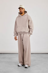 Mens Boxy Hoodie & Baggy Fit Jogger - Stone
