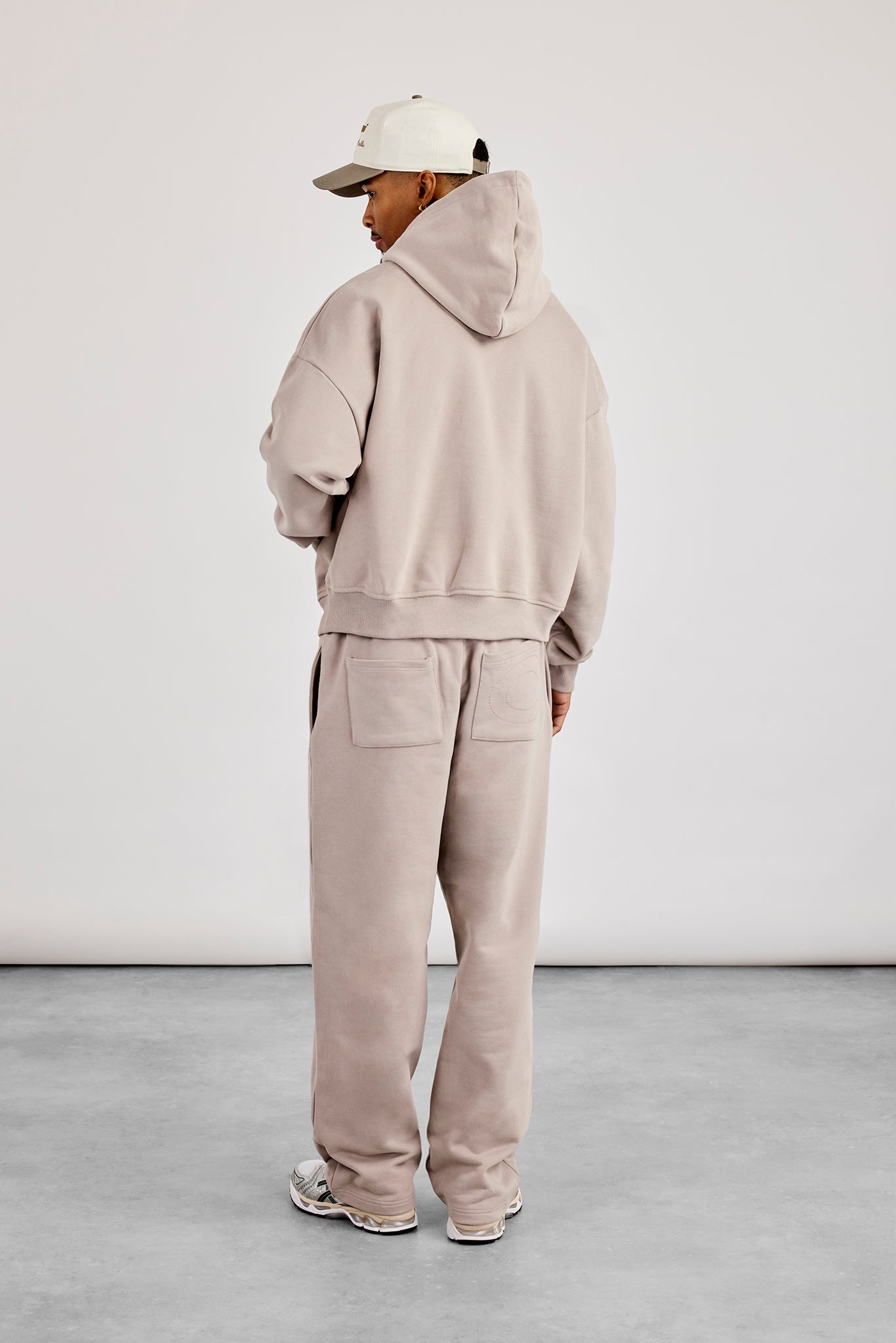 Zip Through Boxy Hoodie & Relaxed Jogger - Stone