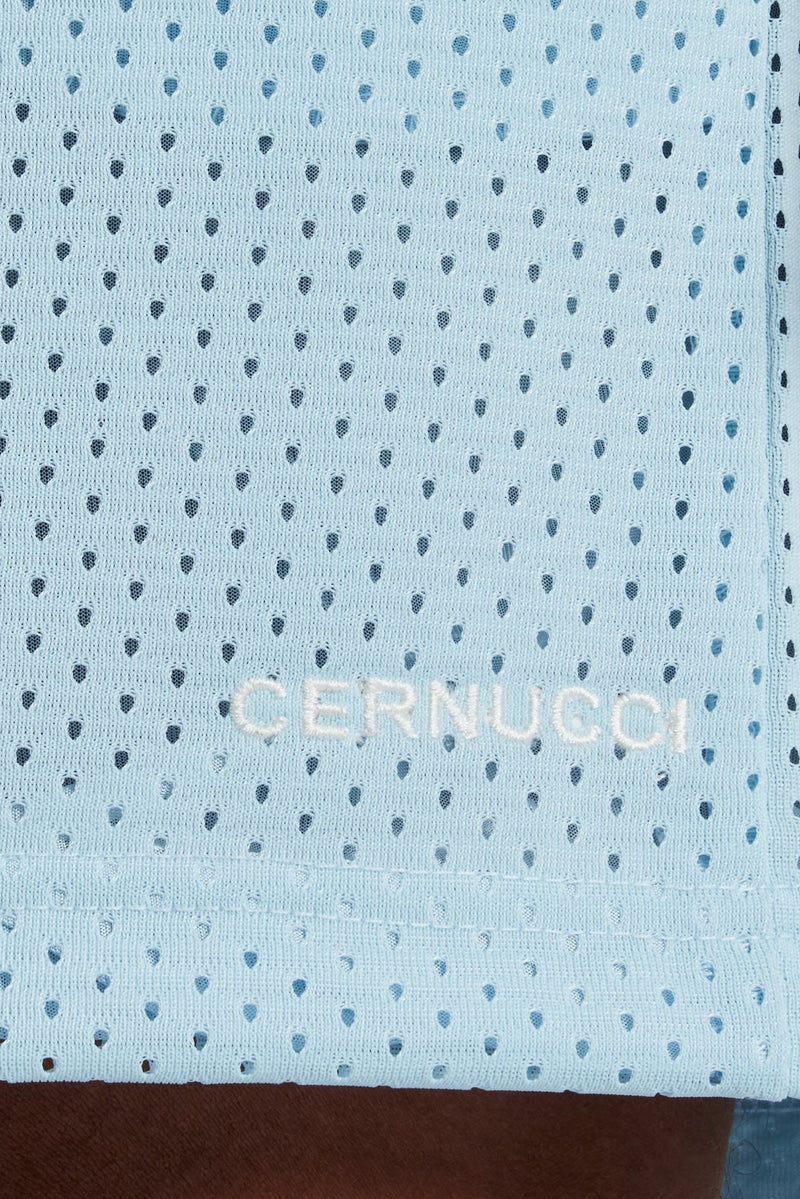 Cernucci Embroidered Mesh Short - Light Blue