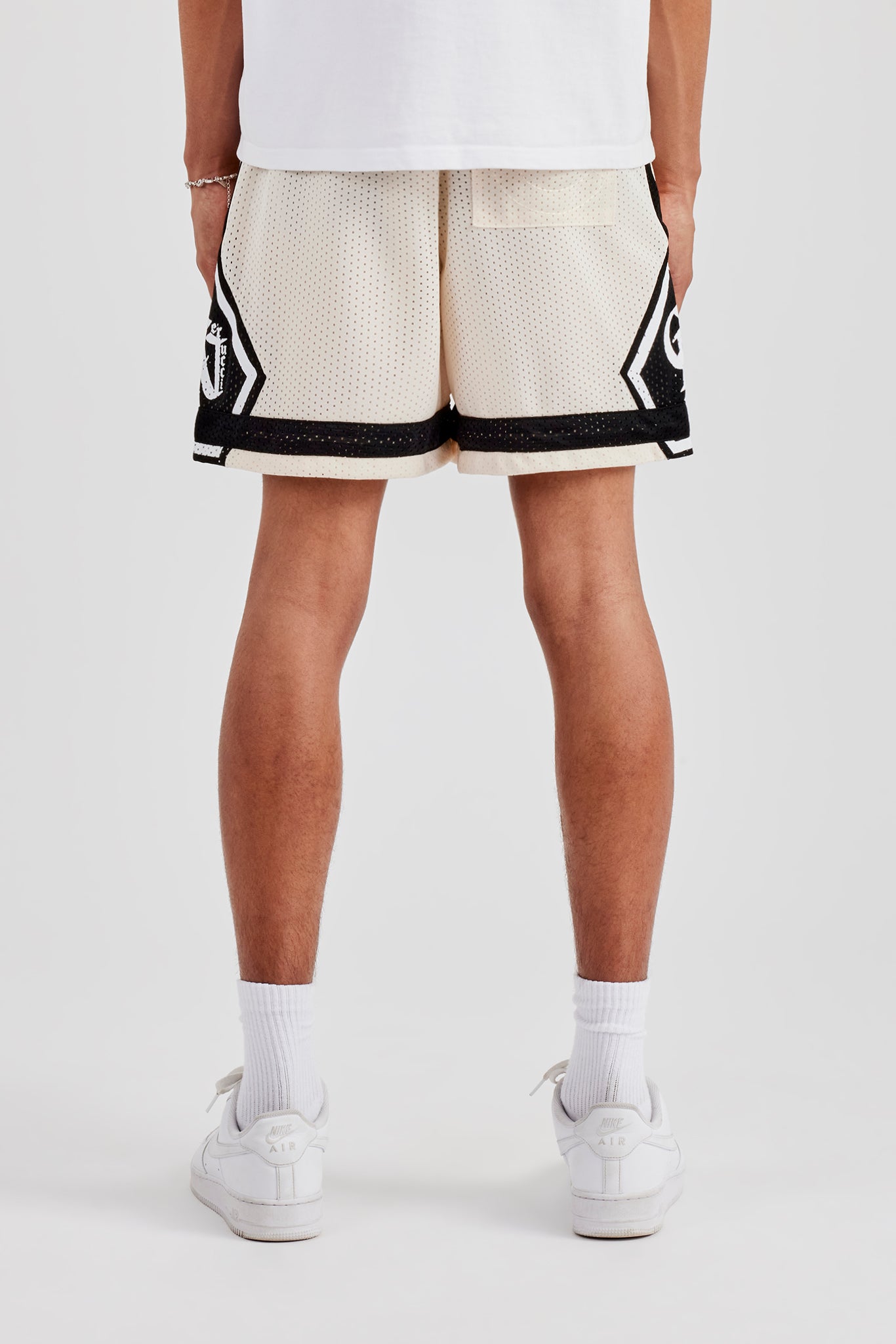 Logo Panelled Mesh Short - Off White