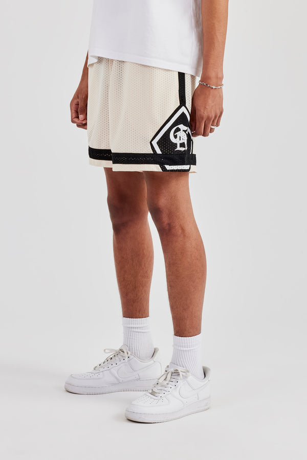 Logo Panelled Mesh Short - Off White