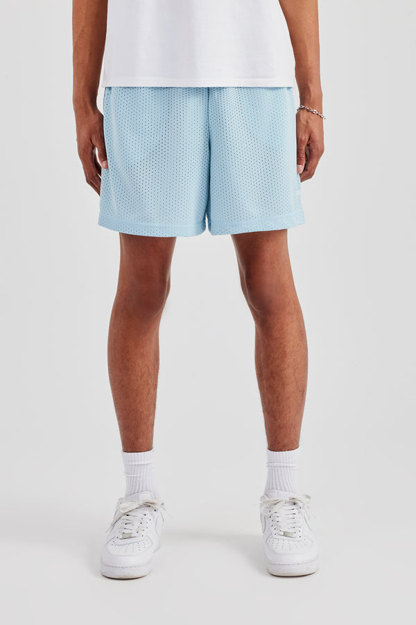 Cernucci Embroidered Mesh Short - Light Blue