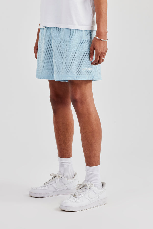 Cernucci Embroidered Mesh Short - Light Blue