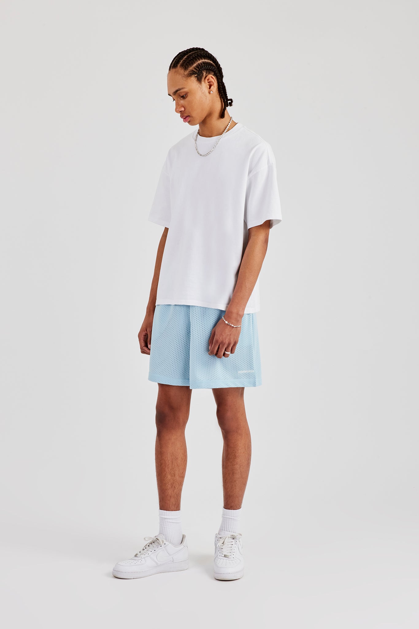 Cernucci Embroidered Mesh Short - Light Blue