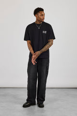 Oversized Logo Stud Detail T-Shirt - Black