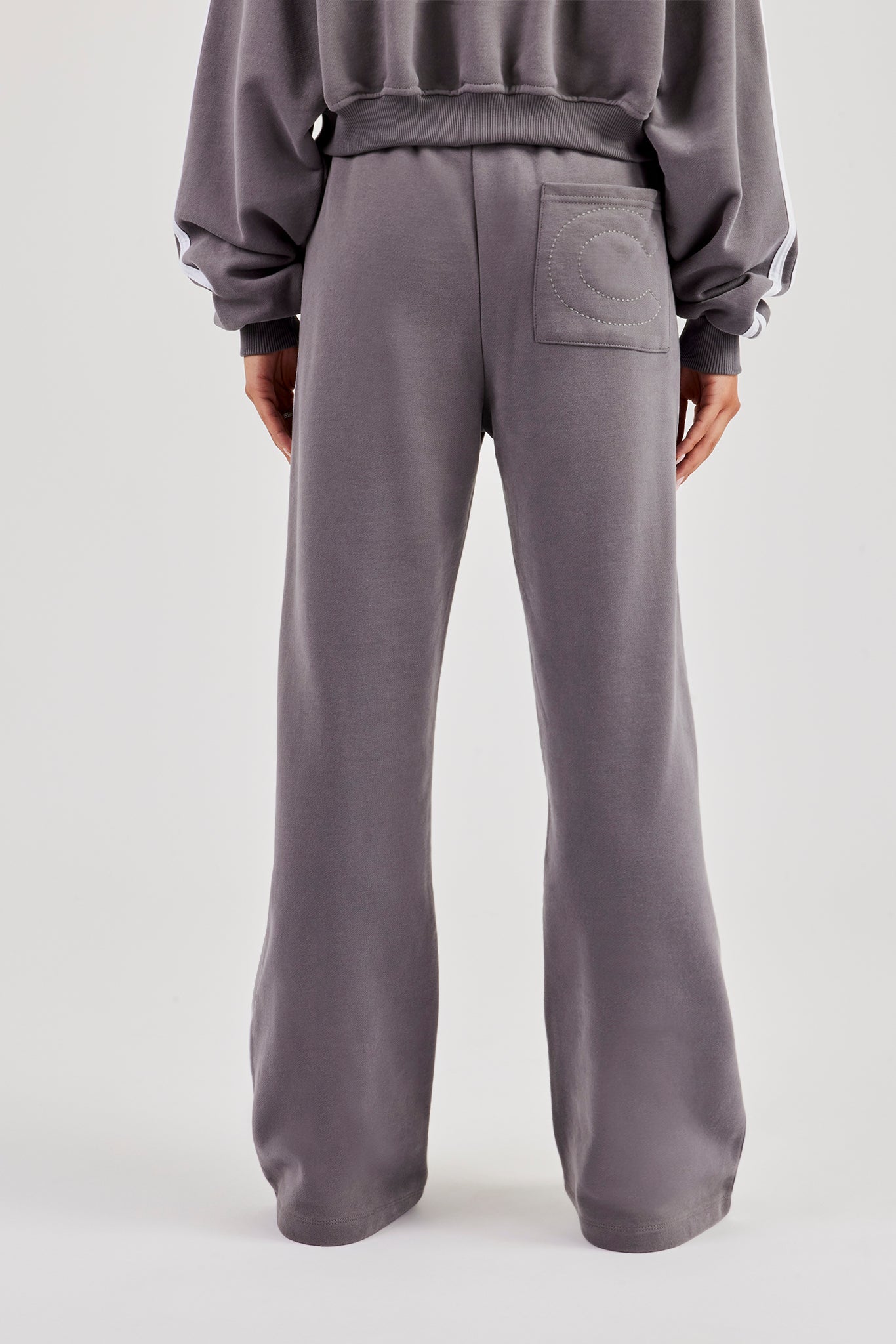 Moto Wide Leg Jogger - Washed Charcoal