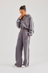 Moto Wide Leg Jogger - Washed Charcoal