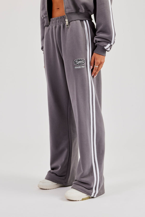 Moto Wide Leg Jogger - Washed Charcoal