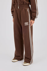 Moto Wide Leg Jogger - Washed Chocolate