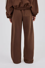 Moto Wide Leg Jogger - Washed Chocolate