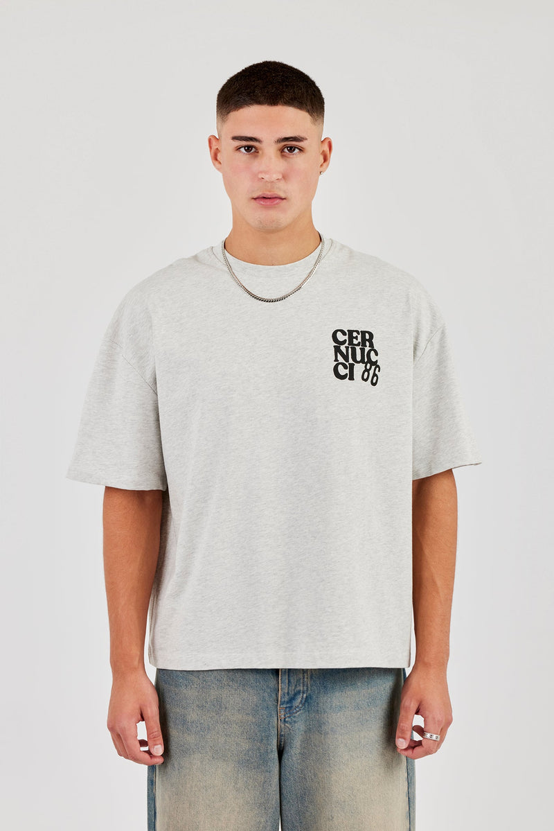 Cernucci 86 Print Boxy T-Shirt - Ash Grey