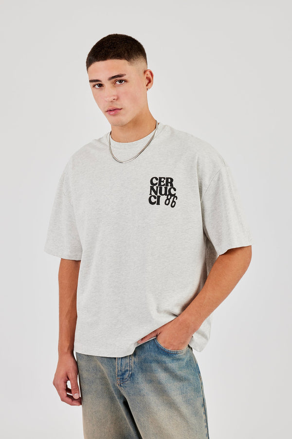 Cernucci 86 Print Boxy T-Shirt - Ash Grey