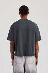 Cherub Print Boxy T-Shirt - Charcoal