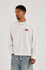 Long Sleeve Boxy Waffle Alto Astral T-Shirt - Off White