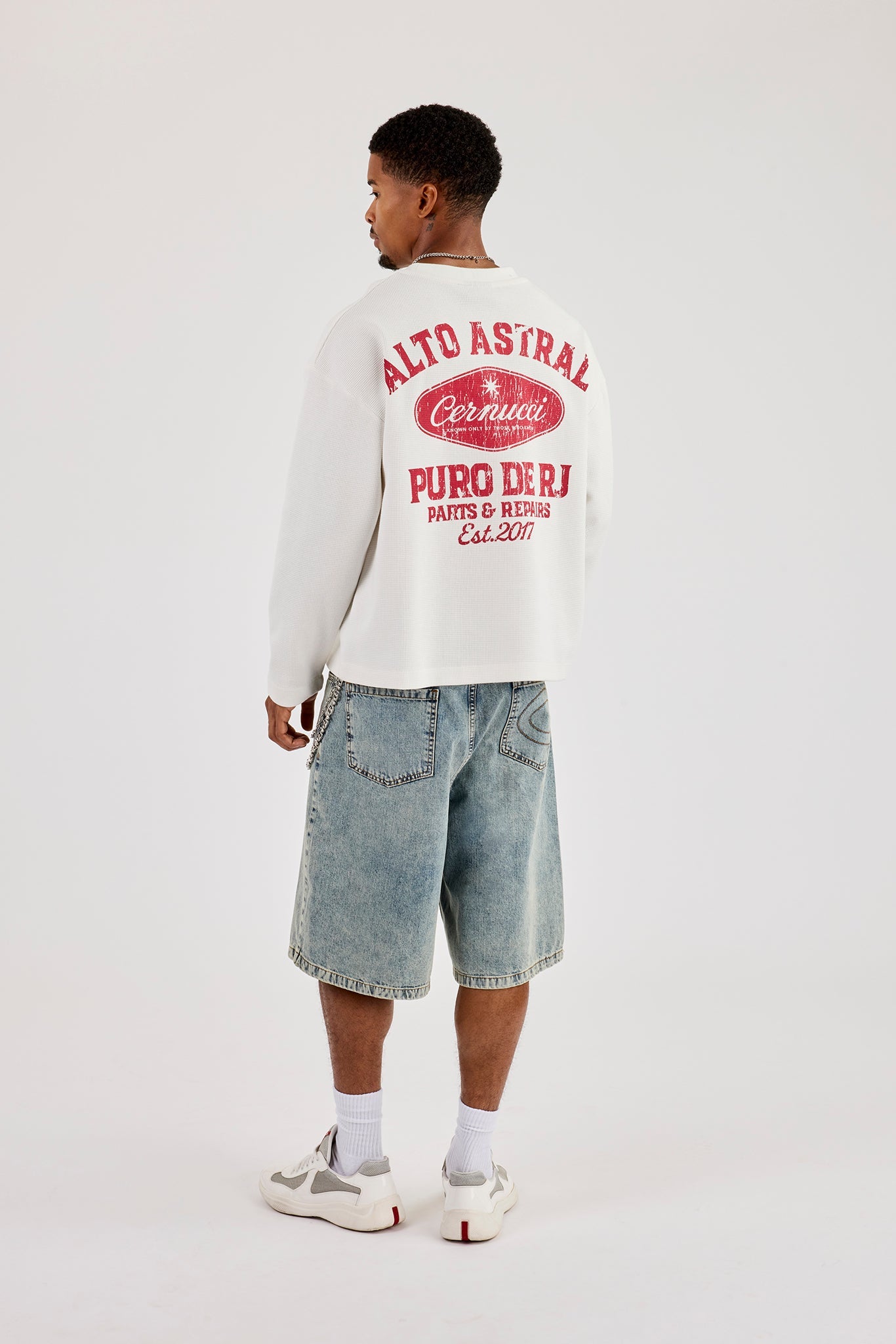 Long Sleeve Boxy Waffle Alto Astral T-Shirt - Off White