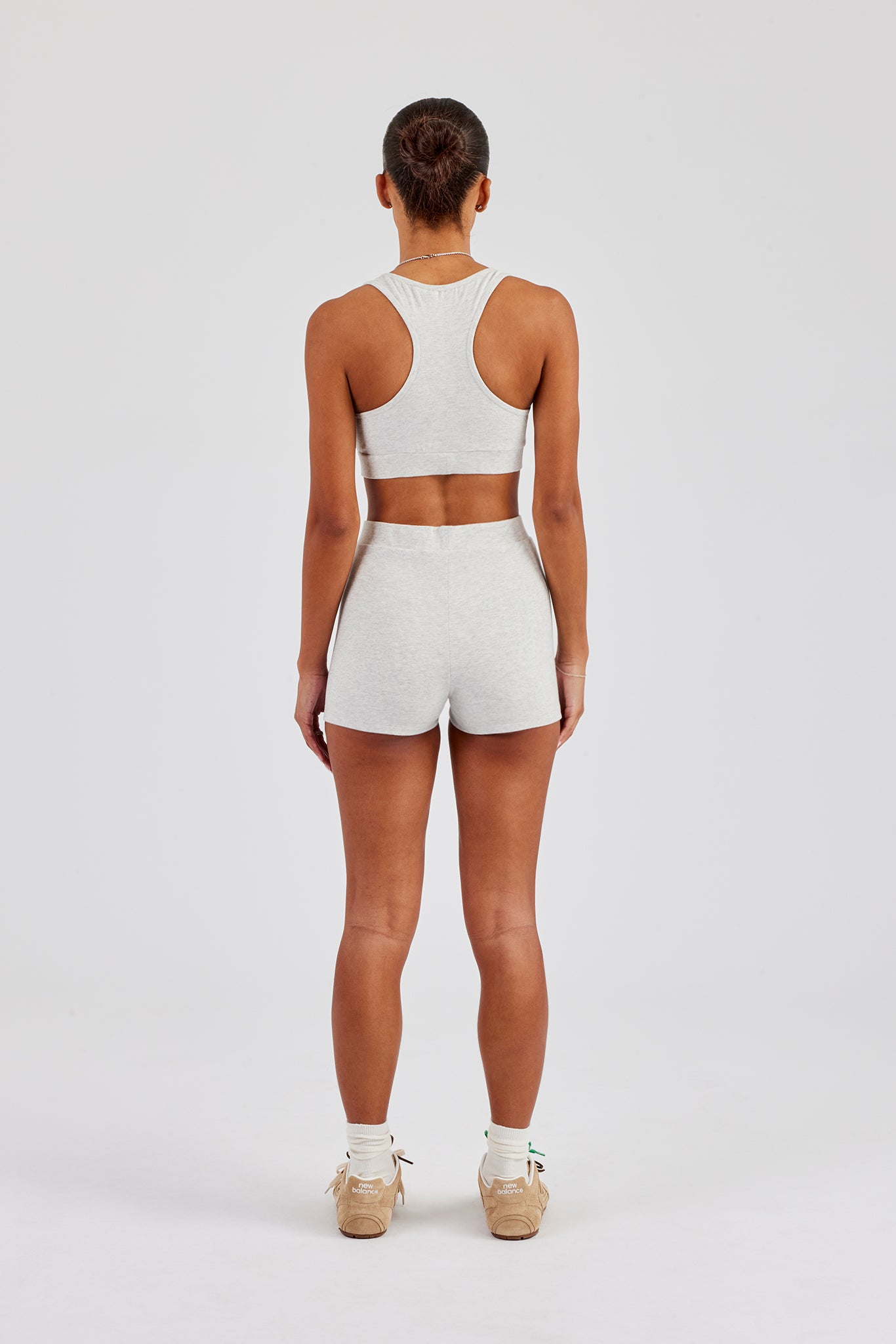 Racer Back Bralet & Jersey Boxer Short Set - Ash Grey