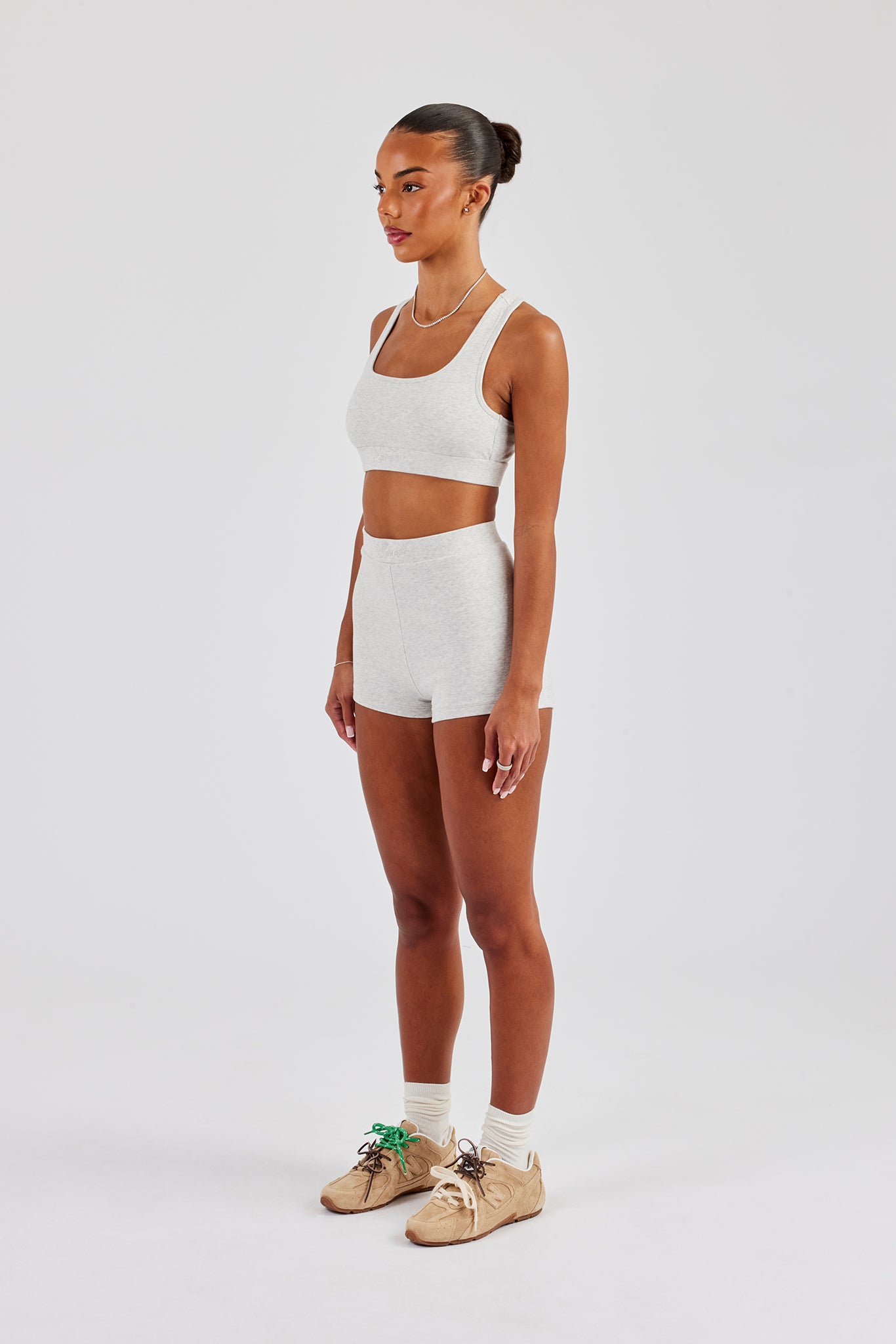 Racer Back Bralet & Jersey Boxer Short Set - Ash Grey