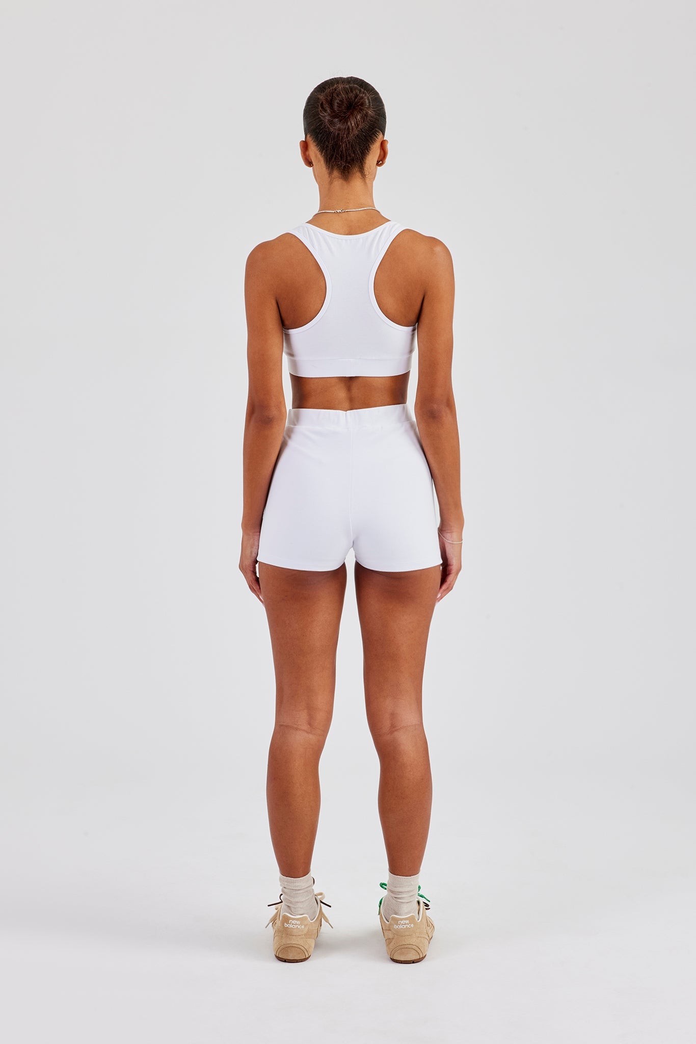 Racer Back Bralet & Jersey Boxer Short - White