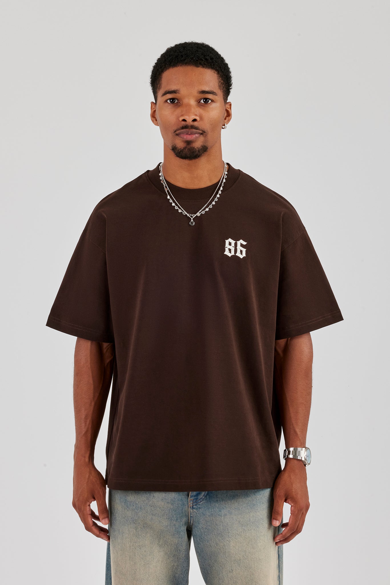 Cherub Back Print Oversized T-Shirt - Chocolate